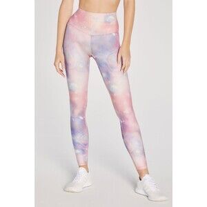 Wildfox Activewear 7/8 Leggings Women Large Pink Space Moisture Wicking Exercise
